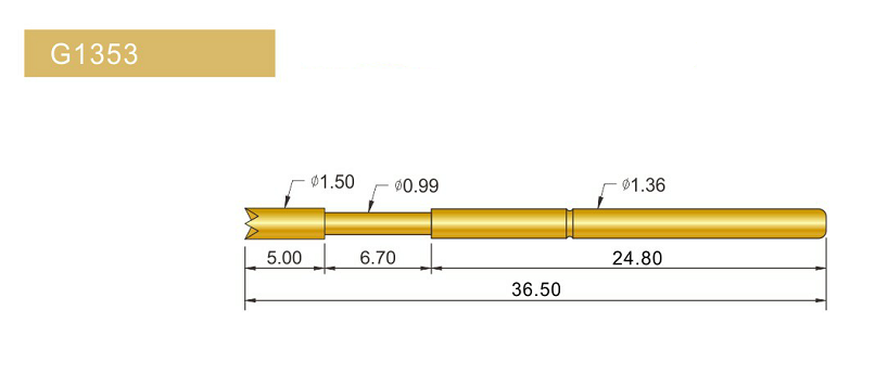 G1353-Q探針、四爪頭探針、1.36mm測試針、總長36.5mm、彈簧針圖片、測試針圖片、頂針圖片、探針圖片