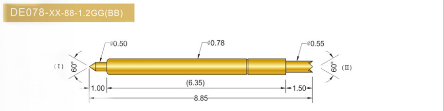 078雙頭探針尺寸、BGA雙頭頂針、雙向可動探針、帶彈簧頂針、測試探針