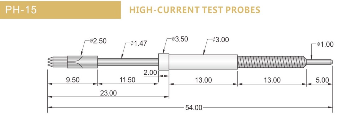 PH-15測(cè)試探針尺寸，華榮華探針選型規(guī)格